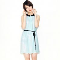 Sweety甜美系带雪纺连衣裙 浅粉色