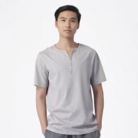 丝光棉男式半开襟短袖T恤