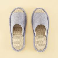 素色棉麻底女士外缝鞋/紫色